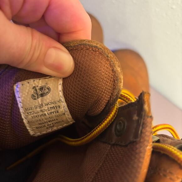 Justin Women’s 9.5B Waterproof Leather Work Boots Brown Lace-Up Zip - Picture 7 of 10